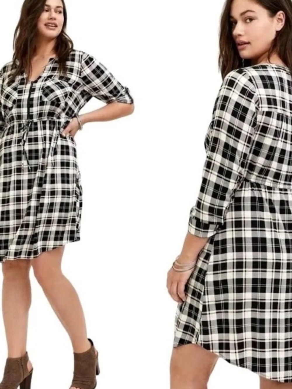 Torrid black and white plaid dress